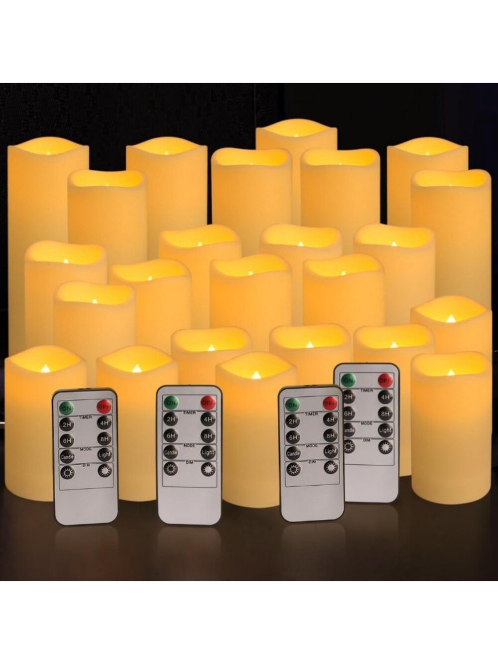 Set of 24 Waterproof LED Flameless Candles with Remote & Timer for Events